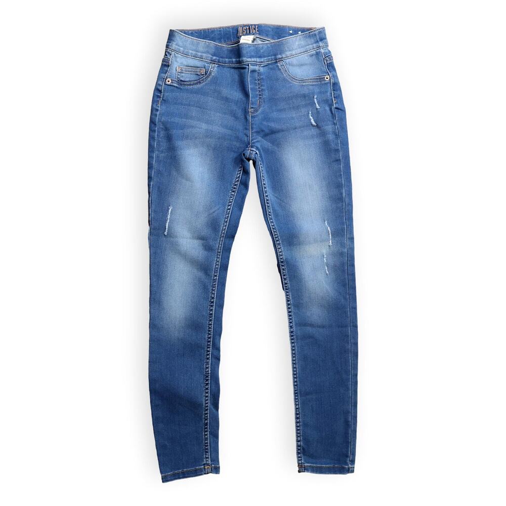 Justice Girls Medium Wash Distressed Jeggings 12